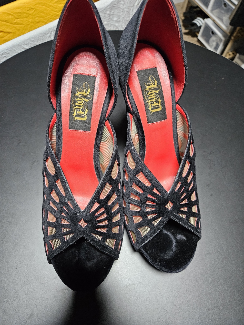 Kat Von D Heels. Slightly Worn. Good Condition No Box Or Tags. Dog Household